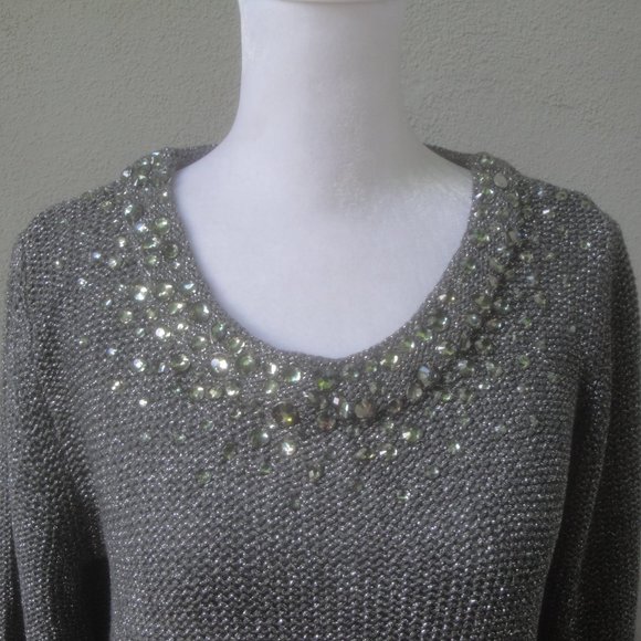 Ruby Rd Sweater Embellished Gray-Green Petite Petitte XL - Picture 4 of 5